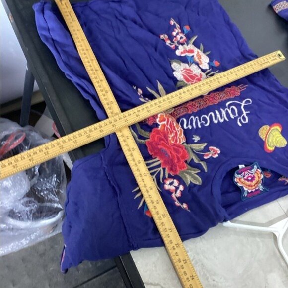 Country Club Chic Johnny Was Size s Blue & Multi Viscose Short Sleeve - Picture 4 of 5